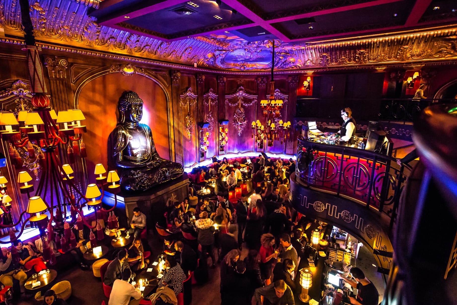 Buddha-Bar's Belle Époque hall and its giant Buddha